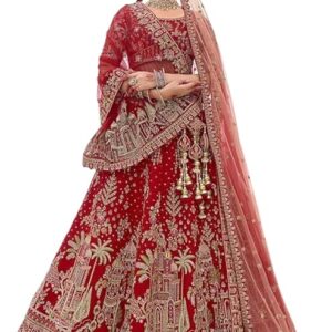 Woman's golden-red Bridal Lehenga Choli