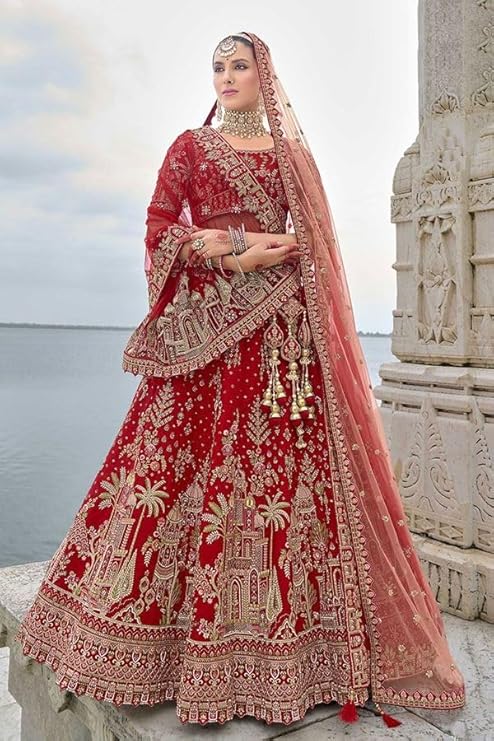 Woman's golden-red Bridal Lehenga Choli - Image 2
