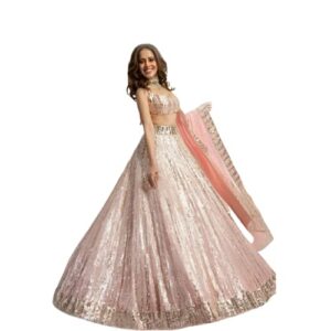Miiss Ethnic hub's Light Pink color Georgette Lehenga Choli with Dupatta Set for women