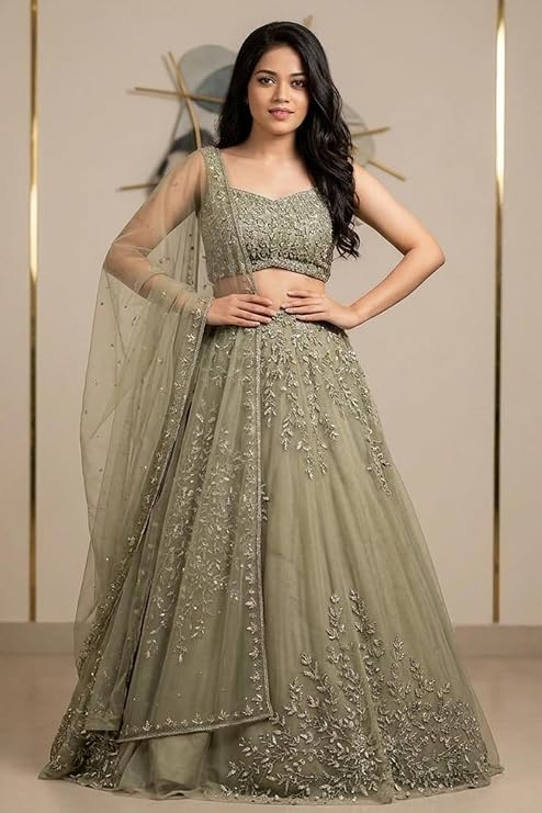 WOMEN'S Net Heavy Work Lehenga Choli with Dupatta - Image 2