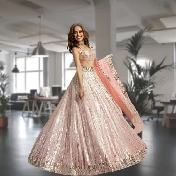 Miiss Ethnic hub's Light Pink color Georgette Lehenga Choli with Dupatta Set for women - Image 2