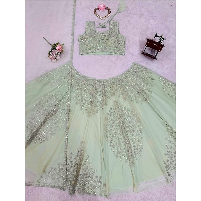 WOMEN'S Net Heavy Work Lehenga Choli with Dupatta - Image 3